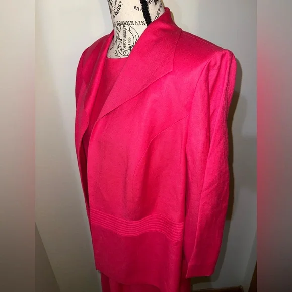 Jessica Howard Petite 2-Piece Pink Dress Set/Linen Blend/Size 16P - Picture 4 of 14